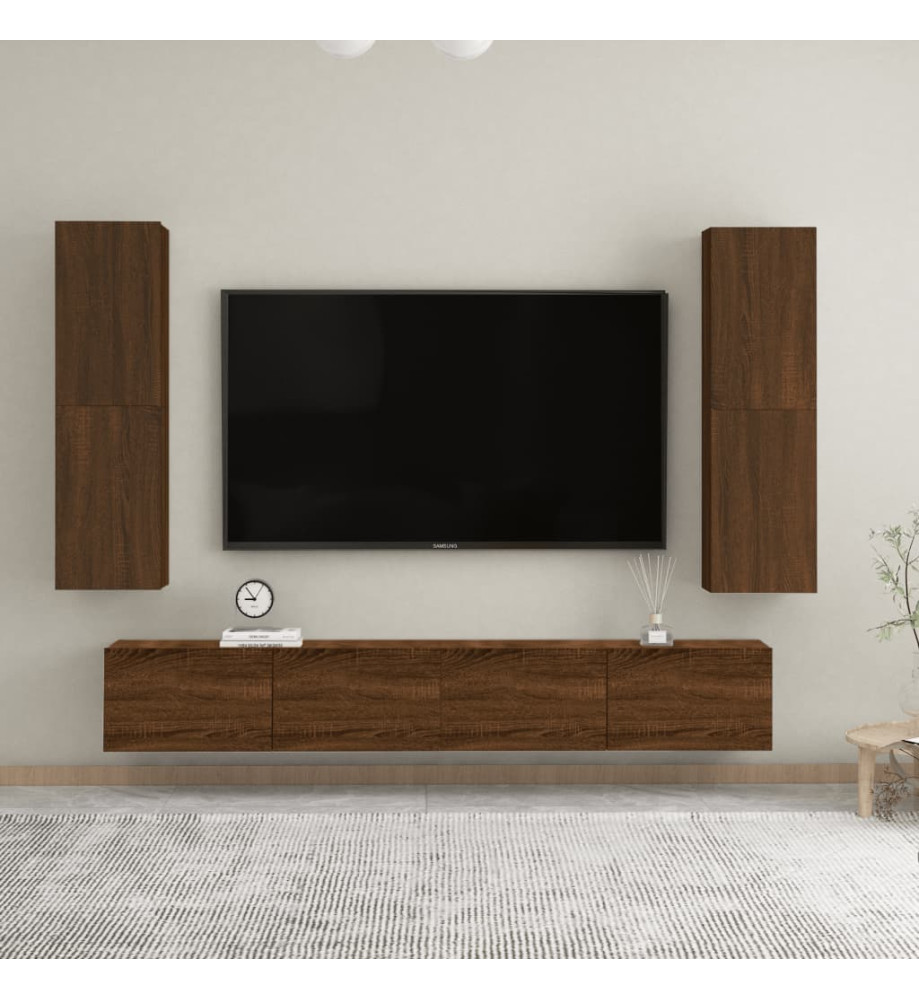 Meubles TV muraux 2 pcs Chêne marron 30,5x30x110 cm Meubles TV muraux 2 pcs Chêne marron 30,5x30x110 cm