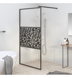 Paroi de douche 100x195 cm Verre ESG avec design de pierre Noir