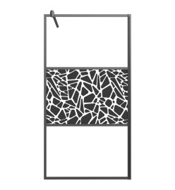 Paroi de douche 100x195 cm Verre ESG avec design de pierre Noir