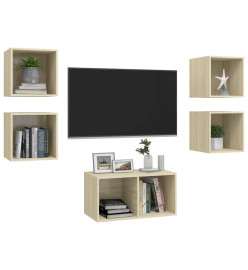 Ensemble de meuble TV 5 pcs Chêne sonoma Aggloméré