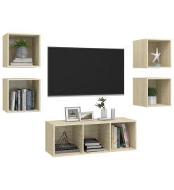 Ensemble de meuble TV 5 pcs Chêne sonoma Aggloméré