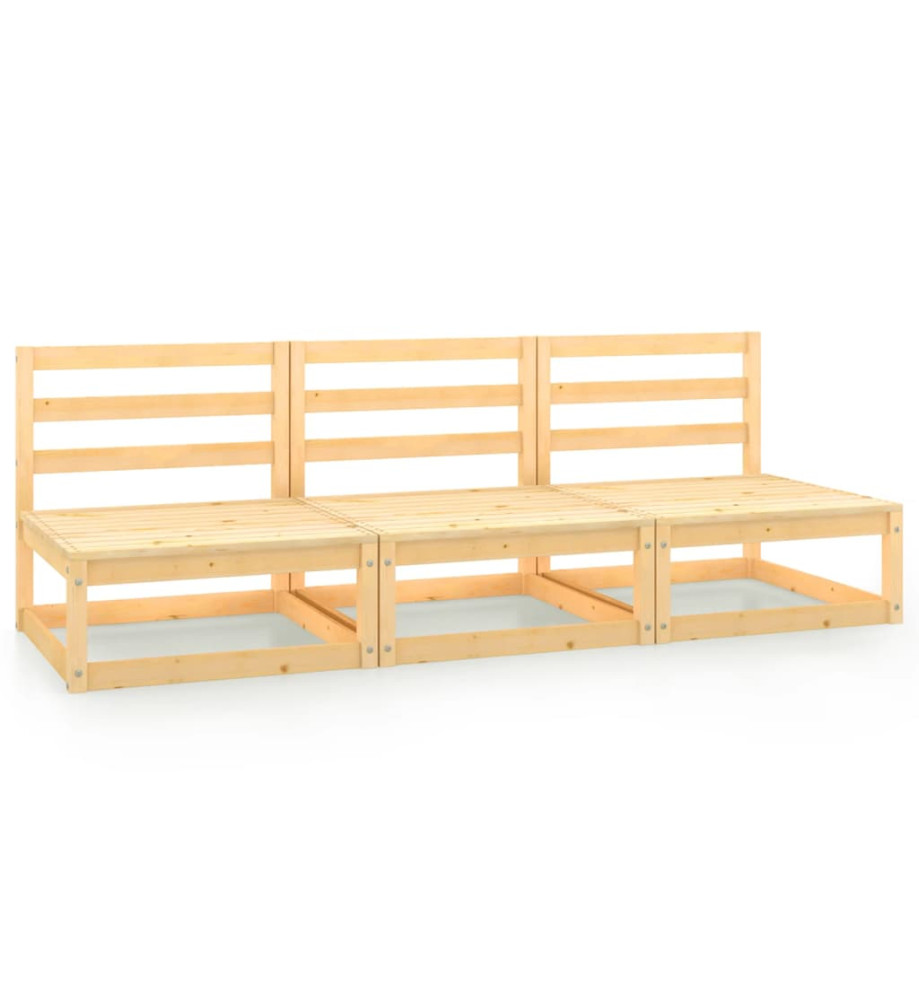 Canapés centraux de jardin 3 pcs Bois de pin massif Canapés centraux de jardin 3 pcs Bois de pin massif