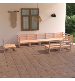 Salon de jardin 9 pcs Bois de pin massif