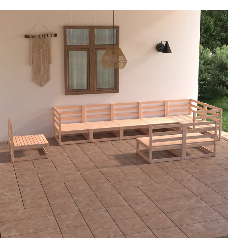 Salon de jardin 9 pcs Bois de pin massif Salon de jardin 9 pcs Bois de pin massif