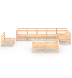 Salon de jardin 9 pcs Bois de pin massif