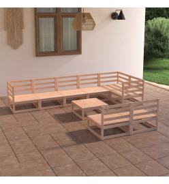 Salon de jardin 9 pcs Bois de pin massif