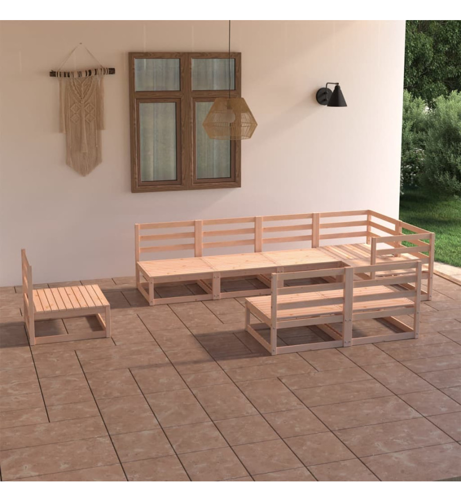 Salon de jardin 8 pcs Bois de pin massif Salon de jardin 8 pcs Bois de pin massif