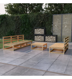 Salon de jardin 6 pcs bois de pin massif
