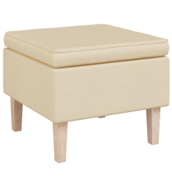 Tabouret avec pieds en bois Crème Tissu