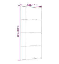 Porte coulissante Verre ESG dépoli et aluminium 90x205 cm Blanc