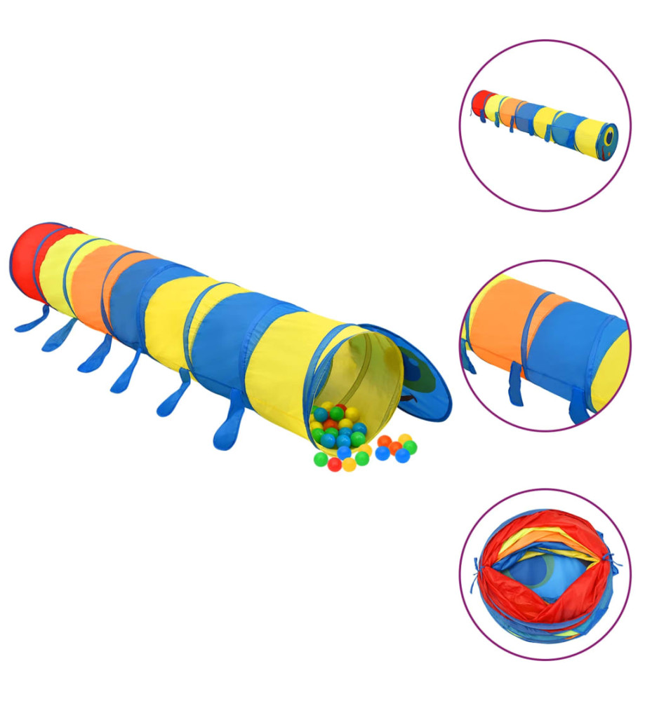 Tunnel de jeu pour enfants avec 250 balles Multicolore 245 cm