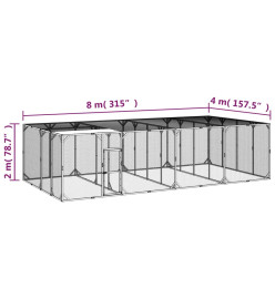 Poulailler 800x400x200 cm Bois de pin massif imprégné