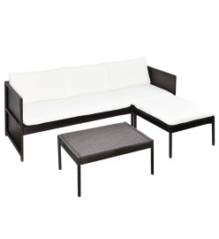 Mobilier de jardin à 3 places Résine tressée Marron