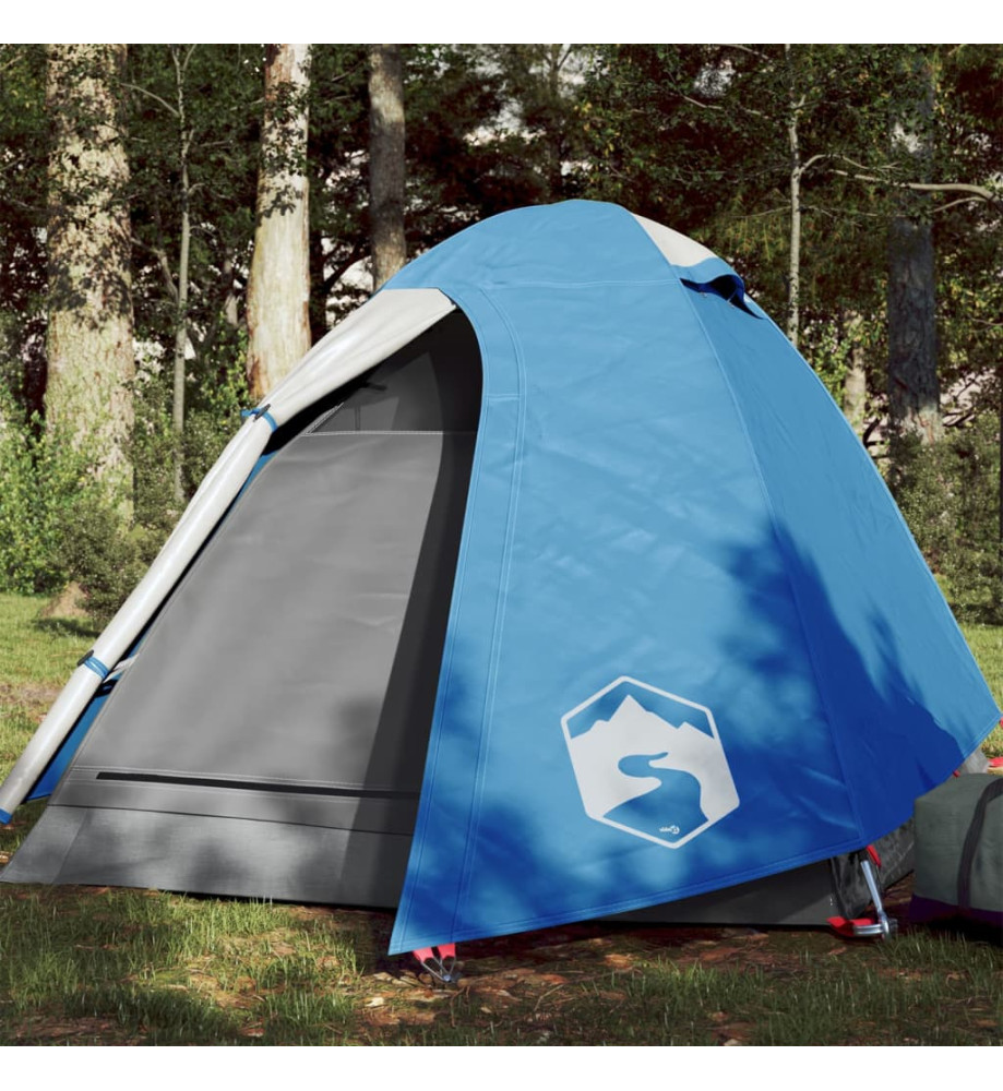 Tente de camping 2 personnes bleu 254x135x112 cm taffetas 185T