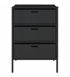 Armoire de rangement de jardin noir 55x59x80 cm résine tressée