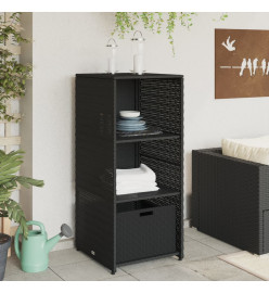 Armoire de rangement de jardin noir 50x55x115 cm résine tressée