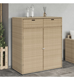 Armoire de rangement jardin beige 105x55x113 cm résine tressée