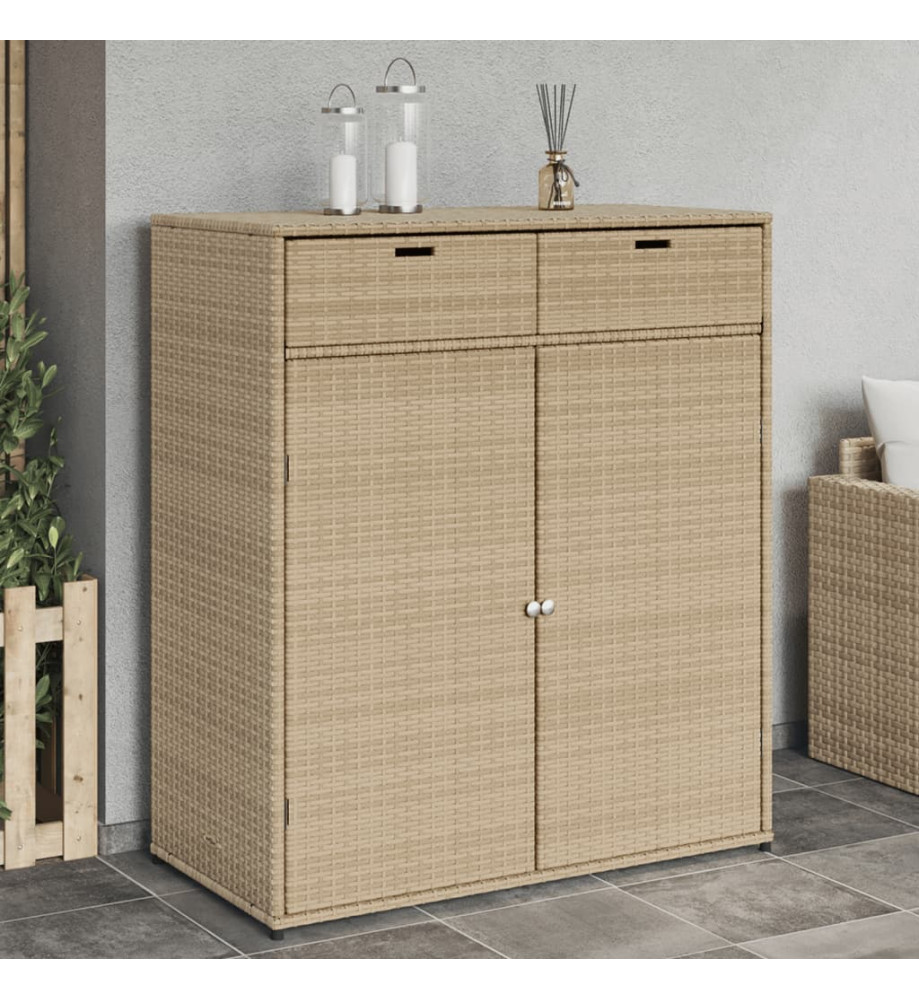 Armoire de rangement jardin beige 105x55x113 cm résine tressée Armoire de rangement jardin beige 105x55x113 cm résine tressée