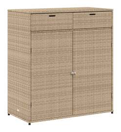 Armoire de rangement jardin beige 105x55x113 cm résine tressée