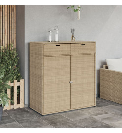 Armoire de rangement jardin beige 105x55x113 cm résine tressée
