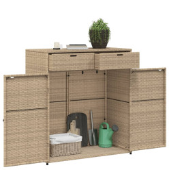Armoire de rangement jardin beige 105x55x113 cm résine tressée