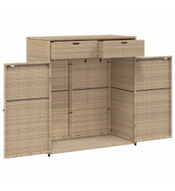 Armoire de rangement jardin beige 105x55x113 cm résine tressée