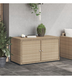 Armoire de rangement jardin beige 110x55x60,5 cm résine tressée