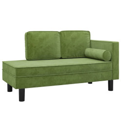 Chaise longue avec coussins et traversin vert clair velours