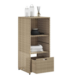 Armoire de rangement de jardin beige 50x55x115cm résine tressée
