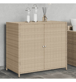 Armoire de rangement de jardin beige 83x45x76 cm résine tressée