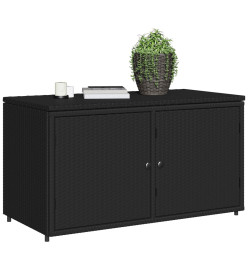 Armoire de rangement jardin noir 110x55x60,5 cm résine tressée