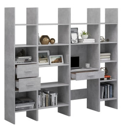 Ensemble de bibliothèque 4 pcs Gris béton Aggloméré