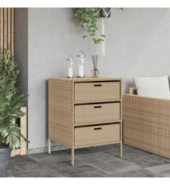 Armoire de rangement de jardin beige 55x59x80 cm résine tressée