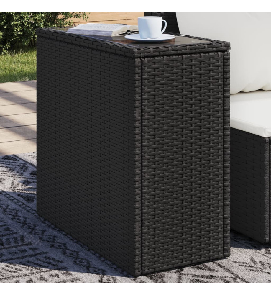Table d'appoint de jardin avec dessus en verre noir rotin Table d'appoint de jardin avec dessus en verre noir rotin