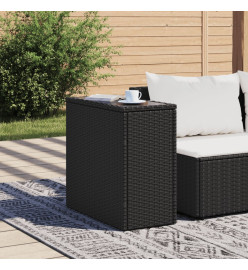 Table d'appoint de jardin avec dessus en verre noir rotin