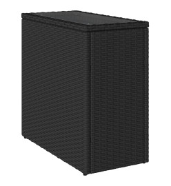 Table d'appoint de jardin avec dessus en verre noir rotin