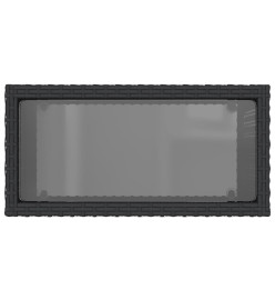 Table d'appoint de jardin avec dessus en verre noir rotin