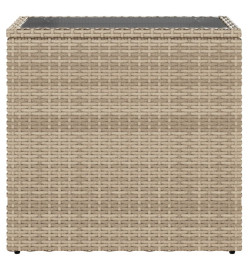 Table d'appoint de jardin avec dessus en verre beige rotin
