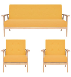 Ensemble de canapés 3 pcs Tissu Jaune