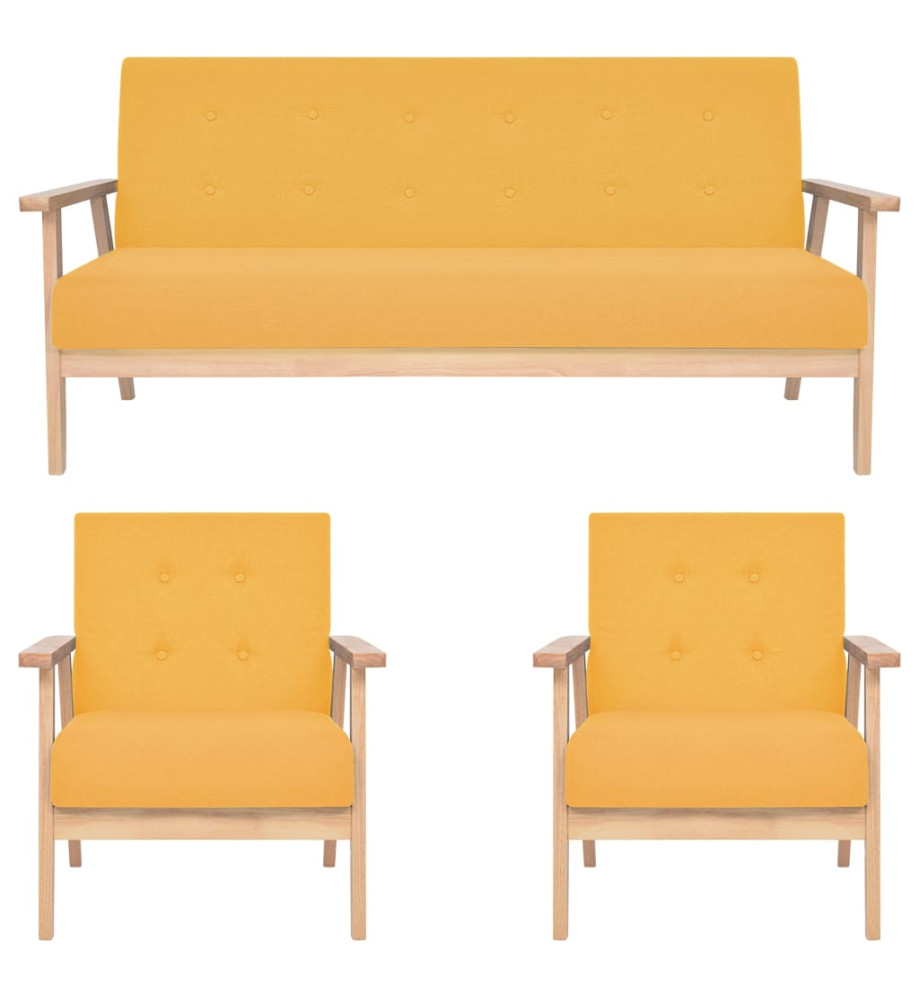 Ensemble de canapés 3 pcs Tissu Jaune