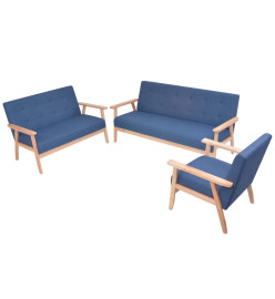 Ensemble de canapé 3 pcs Tissu bleu