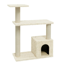 Arbre à chat avec griffoirs en sisal Crème 70 cm