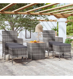 Ensemble de bistro de jardin 5pcs Résine tressée et acacia Gris