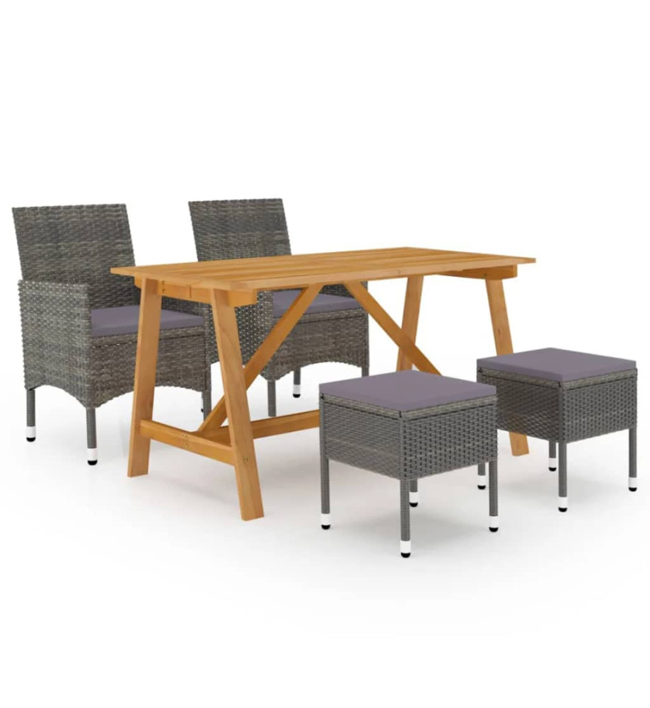 Ensemble de salle à manger de jardin 5 pcs Gris Ensemble de salle à manger de jardin 5 pcs Gris