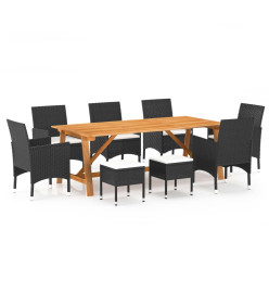Ensemble de salle à manger de jardin 9 pcs Noir