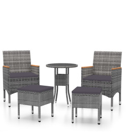 Salon de jardin 5 pcs Résine tressée Gris