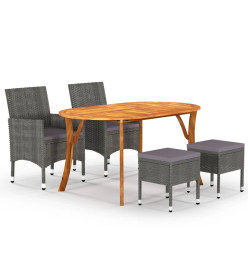Ensemble de salle à manger de jardin 5 pcs Gris