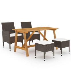 Ensemble de salle à manger de jardin 5 pcs Marron