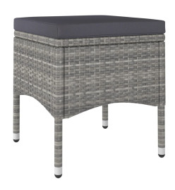 Jeu de chaise et tabouret de jardin 4 pcs Résine tressée Gris