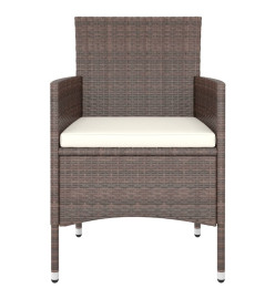 Jeu de chaise et tabouret de jardin 4 pcs Résine tressée Marron
